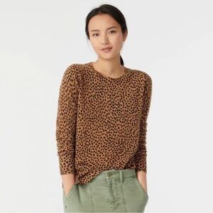 J. Crew Brown Leopard Print Cashmere Sweater - small
